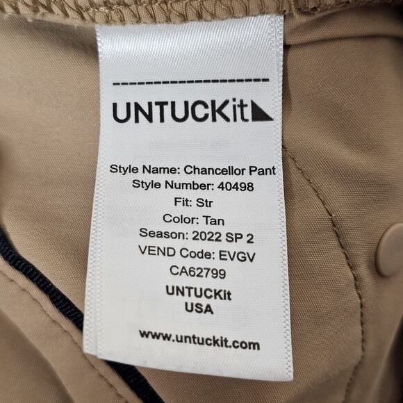 UNTUCKit Chancellor Tech Pants Mens 38 x 32 Tan Straight Leg Stretch Casual - Picture 7 of 8